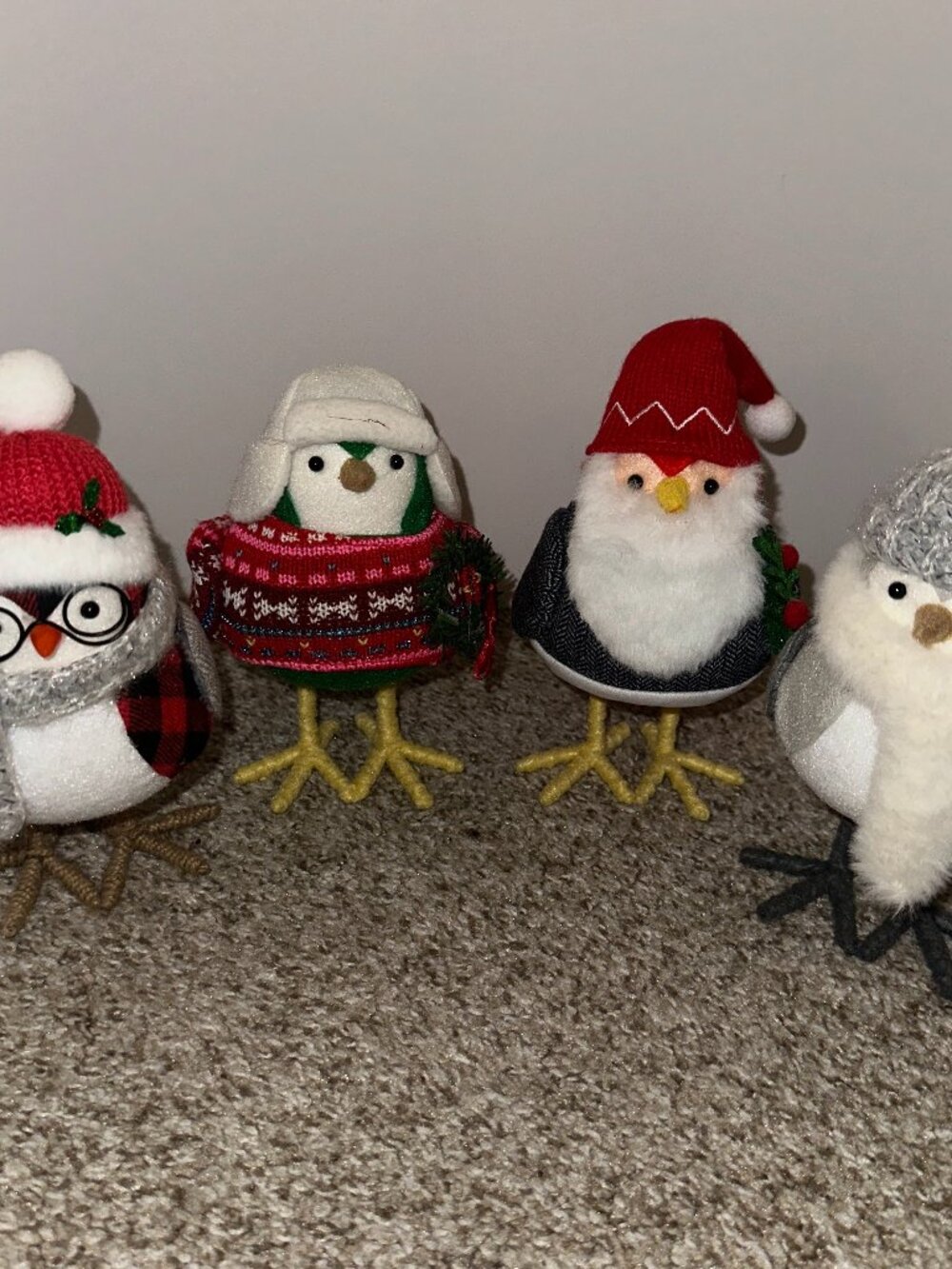 FABRIC BIRDs 7" Christmas WALGREENS 2023 SET OF 4 Featherly Friends